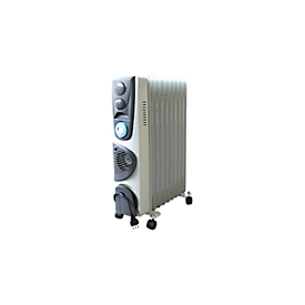 Radiateur à huile portable OFR-9D, câblé, 3 réglages de puissance, minuterie de 24 heures, thermostat automatique et protection contre la surchauffe.