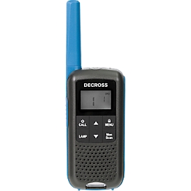 Radio DECROSS DC63, Twin EU, up to 8 km, integrated flashlight, 16 channels, blue