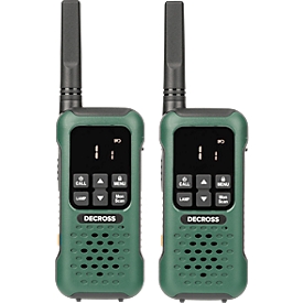 Radio DECROSS DC93, Twin EU, 16 canaux, jusqu'à 10 km, lampe de poche intégrée, IP67, vert foncé