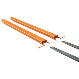 Rallonge de fourche pour machines de manutention, version ouverte, L 2000 x l. 80 x 40 mm, orange