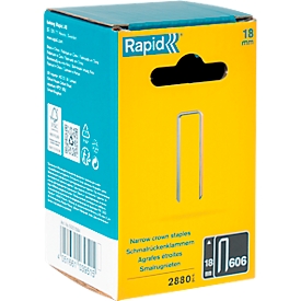 Rapid nieten met smalle rug type 606, pootlengte 18 mm, precisiegesneden, gegalvaniseerd, 2880 stuks