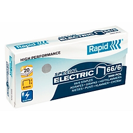 Rapid Strong Heftklammern 66/6 Electric, heftet bis 20 Blatt, 5.000 Stück