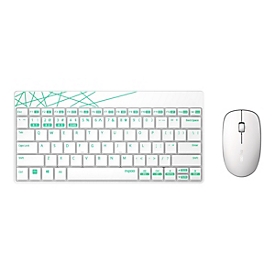 Rapoo 8000M - Tastatur-und-Maus-Set - kabellos - 2.4 GHz, Bluetooth 4.0, Bluetooth 3.0 - Deutsch - weiß, grün
