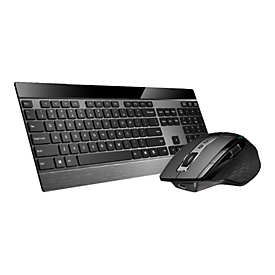 Rapoo 9900M - Tastatur-und-Maus-Set - kabellos - 2.4 GHz, Bluetooth 4.0, Bluetooth 3.0 - Niederländisch - Schwarz