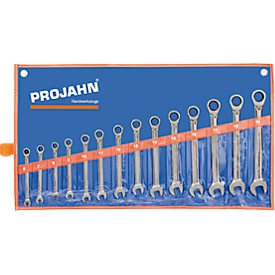 Ratchet wrench set GearTech, in roll bag, metric, 14 pieces