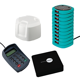 Ratiotec Rufsystem CONNECT Starter-Set Pager 10, mit 10 Pagern, Key-Pad, Base und Repeater, Vibration, LED und Ton, türkis