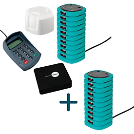 Ratiotec Rufsystem CONNECT Starter-Set Pager 20, mit 20 Pagern, Key-Pad, Base und Repeater, Vibration, LED und Ton, türkis