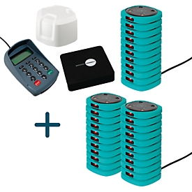 Ratiotec Rufsystem CONNECT Starter-Set Pager 30, mit 30 Pagern, Key-Pad, Base und Repeater, Vibration, LED und Ton, türkis