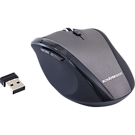 Ratón inalámbrico Schäfer Shop Select, 5 botones y rueda de desplazamiento, hasta 1600 dpi, con dongle USB, negro-gris