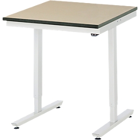 Rau Adlatus werktafel, elektrisch in hoogte verstelbaar, 22 mm MDF blad, tot 150 kg, B 750 x D 800 x H 720-1120 mm, bruin/lichtgrijs
