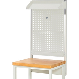 Rau Arbeitstisch-Systemaufbau Komplettset 02, für Systembreite 750 mm, Traglast 100 kg, lichtgrau