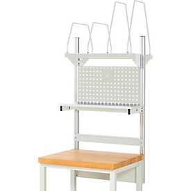 Rau Arbeitstisch-Systemaufbau Komplettset 03, für Systembreite 750 mm, Traglast 100 kg, lichtgrau