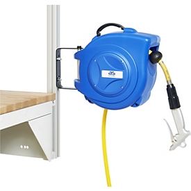 Rau Druckluftschlauchaufroller, automatisch, 10 m, Ø 10 mm, bis 12 bar, PP-Gehäuse, B 390 x T 180 x H 330 mm, blau/schwarz