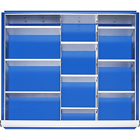 Rau Einteilungsset für Schublade Größe XL, Stahlblech, B 680 x T 560 x H 47 mm, für Fronthöhe 60–360 mm, silber