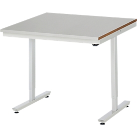 Rau Etabli Adlatus, réglage électrique de la hauteur, plateau MDF 25 mm avec revêtement en tôle d'acier, 300 kg, L 1000 x P 800 x H 720-1120 mm, argent/gris clair