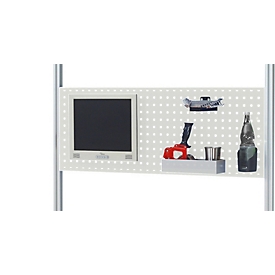 Rau geperforeerde plaat Serie E, B 1200 x D 40 x H 450 mm, plaatstaal, vierkant 10 x 10 mm, draagvermogen 30 kg, lichtgrijs