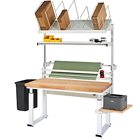 Rau inpaktafelsysteem 04 Werkbank serie adlatus 600, B 1500 x D 700 x H 740-1140 mm, massief beukenhouten blad, tot 600 kg