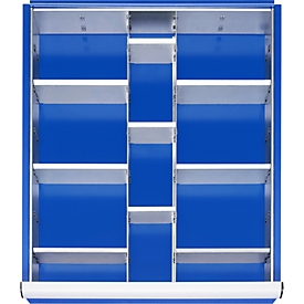 Rau Kit de compartimentation pour tiroirs taille L, tôle d'acier, L 490 x P 560 x H 47 mm, hauteur de façade 60-90 mm, argenté