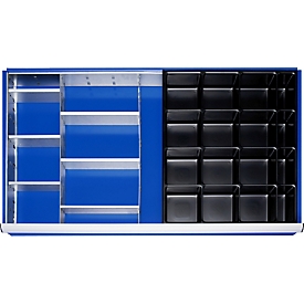 Rau Kit de compartimentation pour tiroirs taille XXL, tôle d'acier, L 1055 x P 560 x H 45 mm, adapté à une hauteur de façade de 60-360 mm, argenté