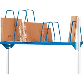 Rau Magasin de cartons pour systèmes de postes de travail réglables en hauteur série E, 4 étriers enfichables, L 1200 x P 600 x H 600 mm, gris clair, jusqu'à 30 kg