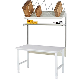 Rau Packtischsystem 01 Arbeitstisch-Serie Tom, B 1500 x T 1000 x H 760-1080 mm, Melamin-Platte, bis 500 kg