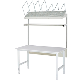 Rau Packtischsystem 01 Arbeitstisch-Serie Tom, B 1500 x T 800 x H 760-1080 mm, Melamin-Platte, bis 500 kg