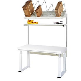 Rau Packtischsystem 01 Werbank-Serie adlatus 600, B 1500 x T 700 x H 740-1140 mm, HPL-Platte, bis 600 kg