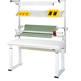 Rau Packtischsystem 02 Werbank-Serie adlatus 600, B 1500 x T 700 x H 740-1140 mm, HPL-Platte, bis 600 kg