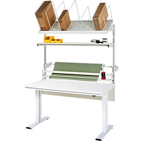 Rau Packtischsystem 03 Werktisch-Serie adlatus 300, B 1500 x T 800 x H 720-1120 mm, Melamin-Platte, bis 300 kg