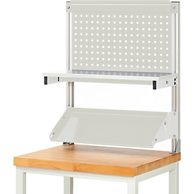 Rau systeemopbouw complete set, B 750 x D 350 x H 900 mm, aluminium profiel 40 x 40 mm, plaatstaal, tot 30 kg per bevestigingsdeel, lichtgrijs