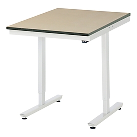Rau Table de travail Adlatus, réglage électrique de la hauteur, plateau MDF 22 mm, jusqu'à 150 kg, L 750 x P 1000 x H 720-1120 mm, brun/gris clair