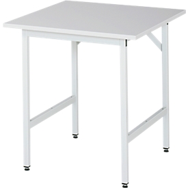 Rau Table de travail ESD Jerry, réglable en hauteur manuellement, plateau en aggloméré 28 mm avec revêtement mélaminé, jusqu'à 300 kg, L 750 x P 800 x H 800-850 mm, gris clair