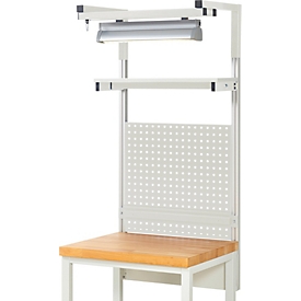 Rau Table de travail, kit complet 04, pour largeur de système 750 mm, charge admissible 100 kg, gris clair