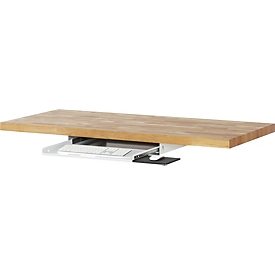Rau toetsenbordlade, volledig uittrekbaar 100% met vergrendelingspunt, B 640 x D 485 x H 85 mm, 20 kg, plaatstaal, lichtgrijs
