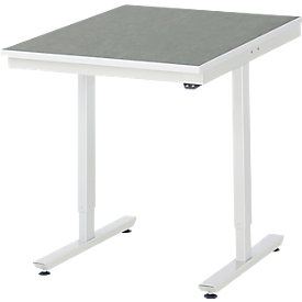 Rau werktafel Adlatus, elektrisch in hoogte verstelbaar, 25 mm spaanplaat, bekleding linoleum, 150 kg, B 750 x D 1000 x H 720-1120 mm, lichtgrijs/lichtgrijs