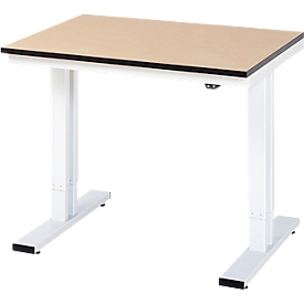 Rau Werktisch Adlatus, elektrisch höhenverstellbar, 22 mm MDF-Platte, bis 300 kg, B 1000 x T 800 x H 720-1120 mm, braun/lichtgrau