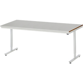 Rau Werktisch Adlatus, elektrisch höhenverstellbar, 25 mm MDF-Platte mit Stahlblechbelag, 300 kg, B 2000 x T 800 x H 720-1120 mm, silber/lichtgrau