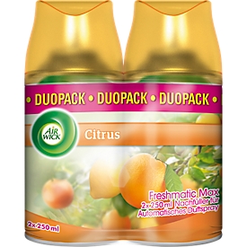 Raumspray Air Wick Citrus, Duo-Pack 2 x 250 ml, Nachfüller für Freshmatic-Max-Geräte, für bis zu 60 Tage