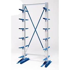 Rayonnage à cantilever SSI Schäfer KRM, module de base, utilisable des deux côtés, acier, 2000 x 1000 x 400, jusqu'à 2300 kg