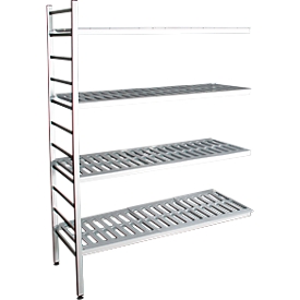 Rayonnage à emboîter aluminium, module d'extension, avec 4 étagères grillagées en plastique, H 1950 x l. 1200 x P 400 mm