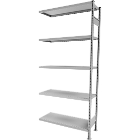 Rayonnage à étagères R3000 SSI Schäfer, Rayonnage d’extension, 5 tablettes galvanisées, l. 1025 x H 2278 mm