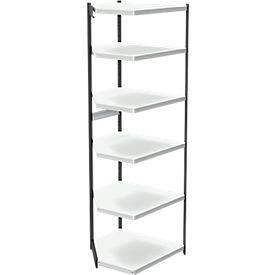 Rayonnage d’angle PROGRESS 2000, en acier, sans fond, l. 400 x P 300 x H 2250 mm, cadre noir