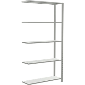 Rayonnage d’extension H 2000 x l. 1000 x T 300 mm, gris clair, avec 5 tablettes