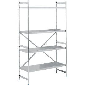 Rayonnage de base, acier inoxydable, étagères fermées, L 1200 x P 500 mm