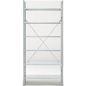 Rayonnage de base R 3000, 6 tablettes, l. 1345 mm x P 400 mm, étagères galvanisées