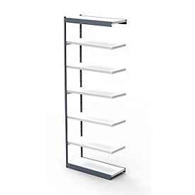 Rayonnage en acier PROGRESS 2000, module, sans panneau arrière, H 2600 x l. 750 x P 300 mm, cadre argent