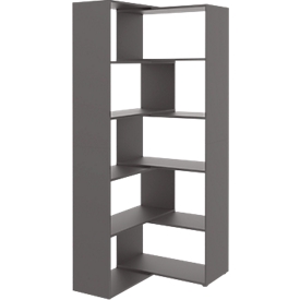 Rayonnage réglable TEMPIO, en bois, coulissant, 5 OH, L 1000-1500 x P 330 x H 2130 mm, anthracite