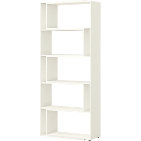 Rayonnage réglable TEMPIO, en bois, coulissant, 5 OH, L 1000-1500 x P 330 x H 2130 mm, blanc