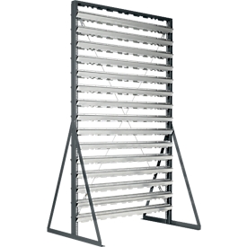 Rayonnage sur pieds, chargeable des deux côtés, 30 rangées, sans bacs de rangement ouverts, L 1145 x P 800 x H 1950 mm, acier, gris anthracite RAL 7016