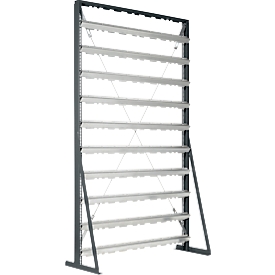 Rayonnage sur pieds, chargement d'un seul côté, 10 rangées, sans bacs de rangement ouverts, L 1145 x P 400 x H 1950 mm, acier, gris anthracite RAL 7016
